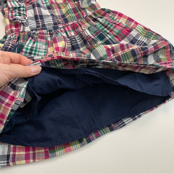 Ralph Lauren Dress Madras Plaid Ruffle Lined Cotton Sleeveless Blue Pink Green - Picture 5 of 9